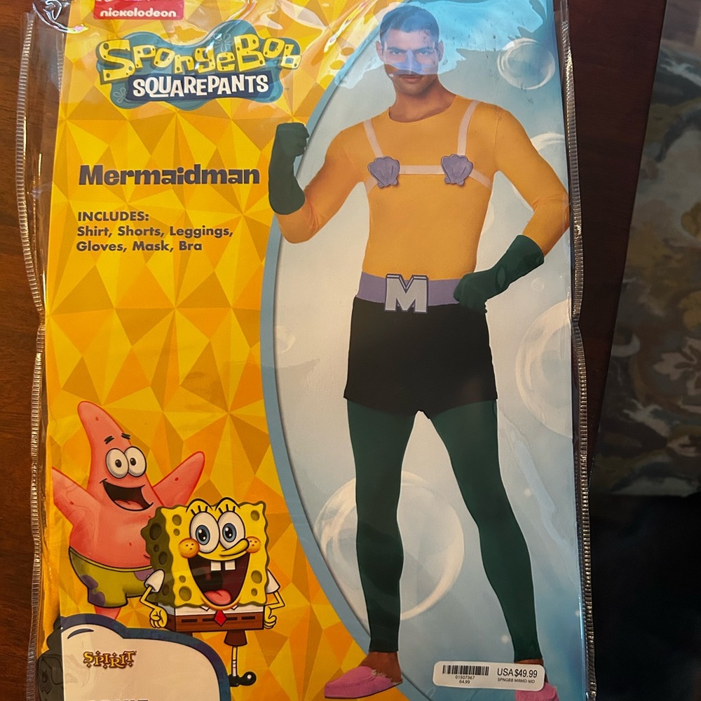 SpongeBob SquarePants Mermaidman Costume with Yellow and Green